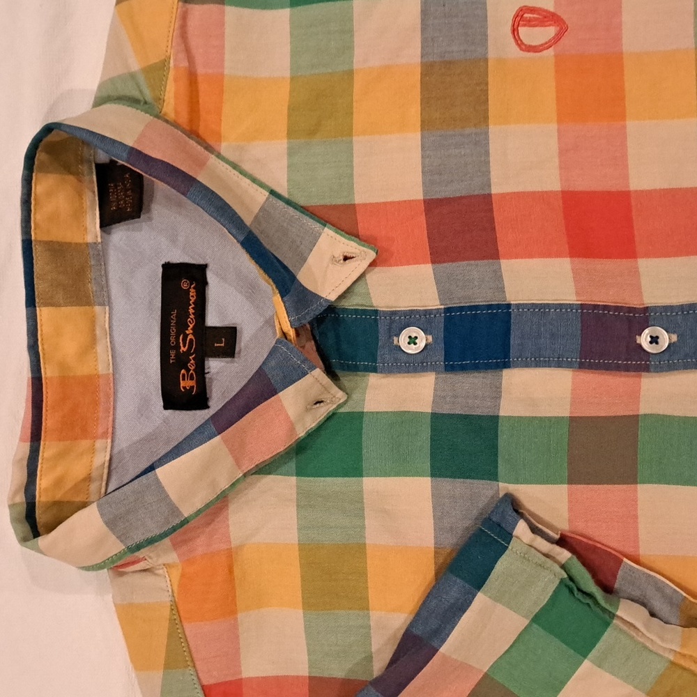 Ben Sherman, Size Large, Multicolored Plaid Patte… - image 1
